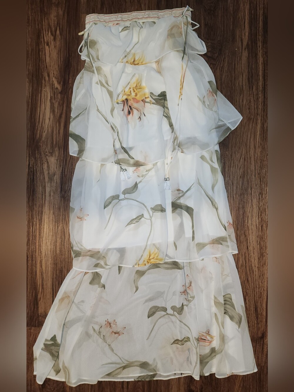 White House Black Market Strapless Tropical Maxi Dress Size XXS - Picture 6 of 9